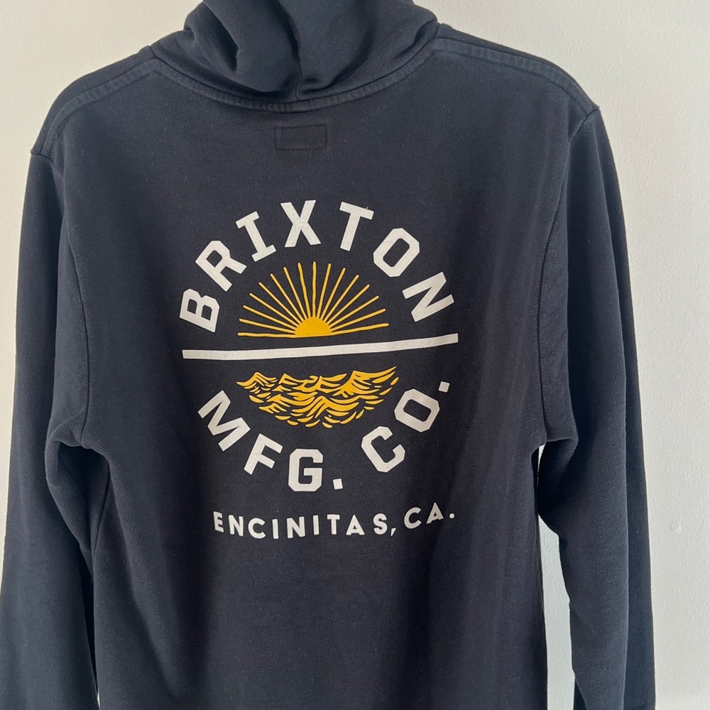 Brixton Mfg Encinitas CA Black Pullover Graphic Hoodie Sweatshirt Mens Sz Medium